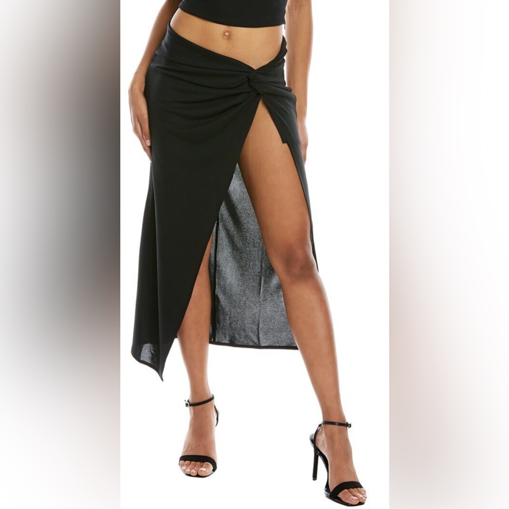 NWT Nicholas KENZIE Twist Asymmetrical Side Slit Skirt Black cocktail evening